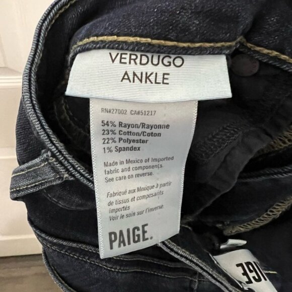 PAIGE Dark Blue Verdugo Ankle Skinny Jeans - Picture 7 of 8